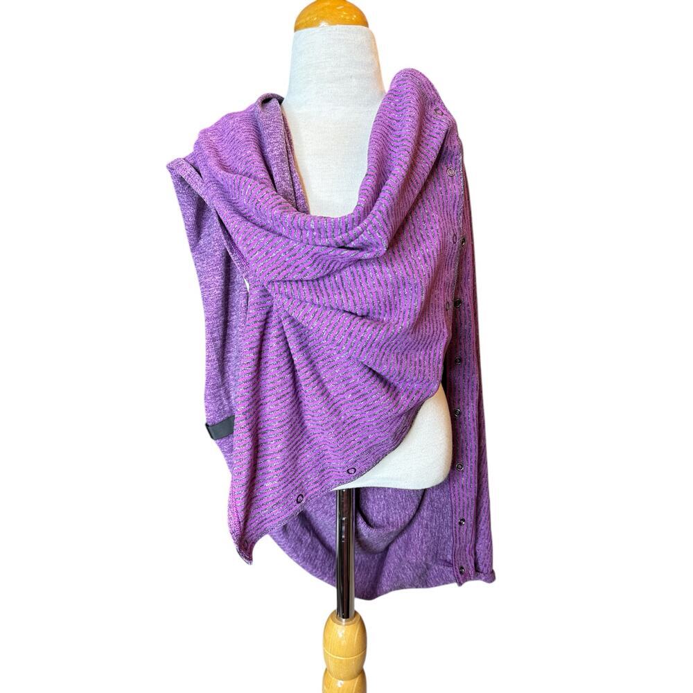 Lululemon Purple Vinyasa Soft Striped Snap Stretch Moisture Wicking Scarf